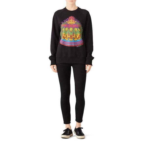 Horn Please! Black Lions 100% Cotton Crewneck Sweatshirt Women's Size Large L - Picture 7 of 8